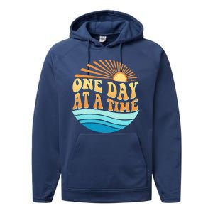 Retro 1960s 70s One Day At A Time Mental Health Awareness Performance Fleece Hoodie