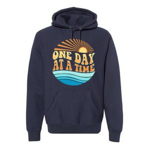 Retro 1960s 70s One Day At A Time Mental Health Awareness Premium Hoodie