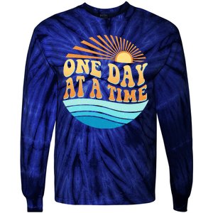 Retro 1960s 70s One Day At A Time Mental Health Awareness Tie-Dye Long Sleeve Shirt