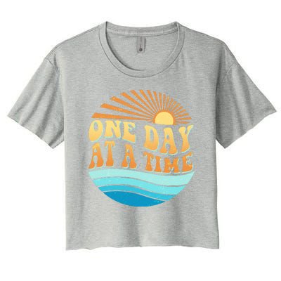 Retro 1960s 70s One Day At A Time Mental Health Awareness Women's Crop Top Tee