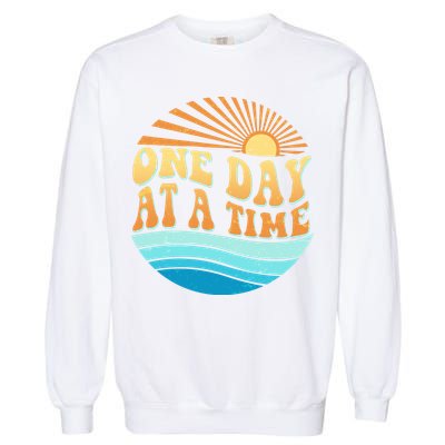Retro 1960s 70s One Day At A Time Mental Health Awareness Garment-Dyed Sweatshirt