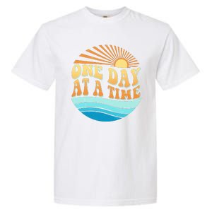 Retro 1960s 70s One Day At A Time Mental Health Awareness Garment-Dyed Heavyweight T-Shirt