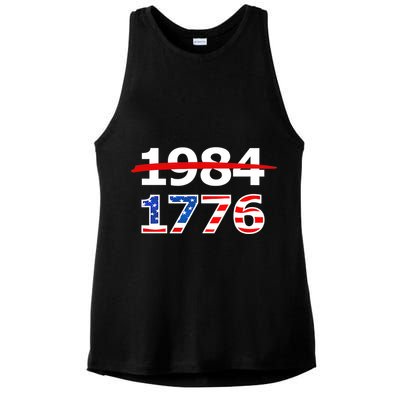 Resist 1984 and Return to 1776 Patriotic American Design Ladies PosiCharge Tri-Blend Wicking Tank