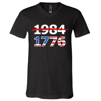 Resist 1984 and Return to 1776 Patriotic American Design V-Neck T-Shirt