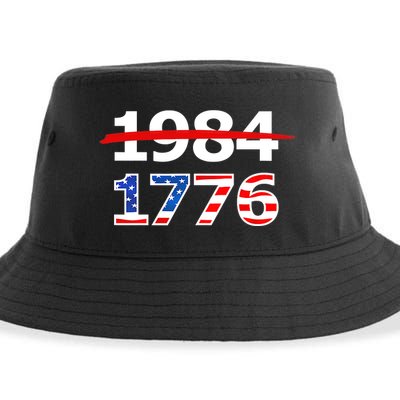 Resist 1984 and Return to 1776 Patriotic American Design Sustainable Bucket Hat
