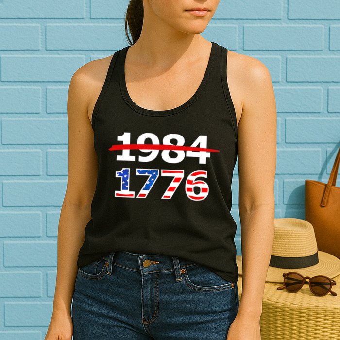 Resist 1984 and Return to 1776 Patriotic American Design Womens Tank Top
