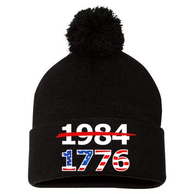Resist 1984 and Return to 1776 Patriotic American Design Pom Pom 12in Knit Beanie