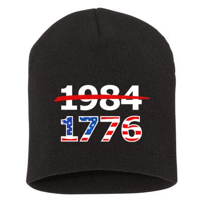Resist 1984 and Return to 1776 Patriotic American Design Short Acrylic Beanie