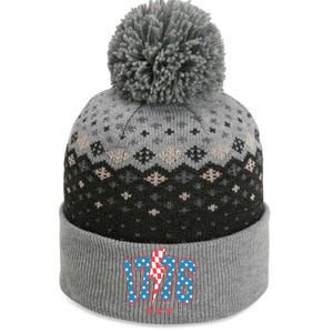 Retro 1776 America Flag 4th Of July The Baniff Cuffed Pom Beanie