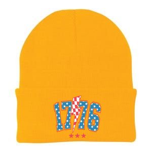 Retro 1776 America Flag 4th Of July Knit Cap Winter Beanie