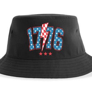 Retro 1776 America Flag 4th Of July Sustainable Bucket Hat