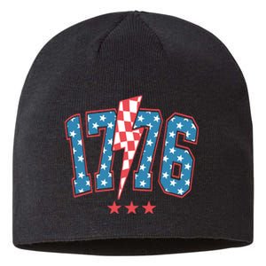 Retro 1776 America Flag 4th Of July Sustainable Beanie