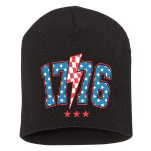 Retro 1776 America Flag 4th Of July Short Acrylic Beanie