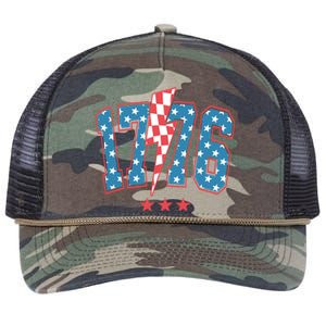 Retro 1776 America Flag 4th Of July Retro Rope Trucker Hat Cap