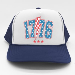 Retro 1776 America Flag 4th Of July Trucker Hat