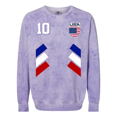 Retro 10 American Football USA Soccer Flag Colorblast Crewneck Sweatshirt