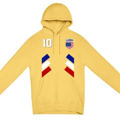 Retro 10 American Football USA Soccer Flag Premium Pullover Hoodie