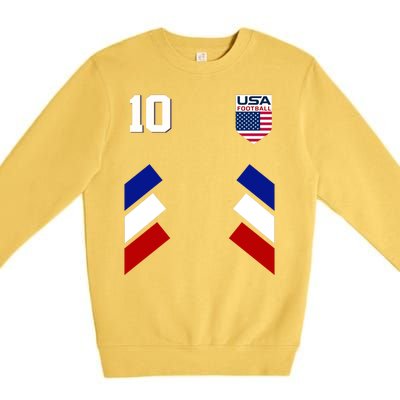 Retro 10 American Football USA Soccer Flag Premium Crewneck Sweatshirt