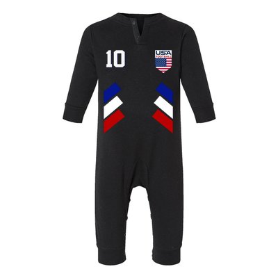 Retro 10 American Football USA Soccer Flag Infant Fleece One Piece