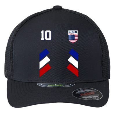 Retro 10 American Football USA Soccer Flag Flexfit Unipanel Trucker Cap