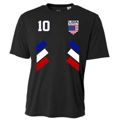 Retro 10 American Football USA Soccer Flag Cooling Performance Crew T-Shirt