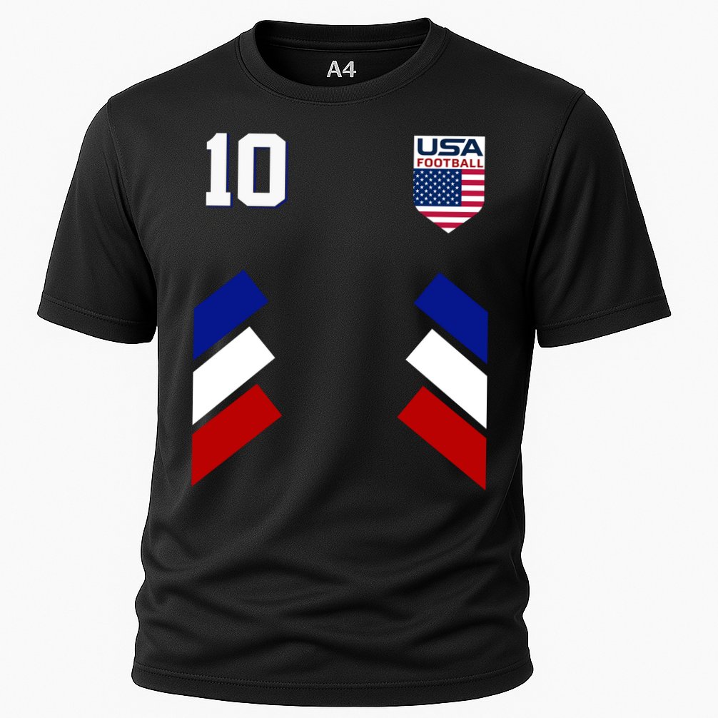 Retro 10 American Football USA Soccer Flag Cooling Performance Crew T-Shirt