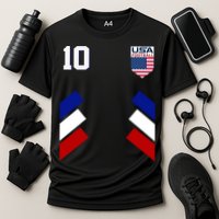 Retro 10 American Football USA Soccer Flag Cooling Performance Crew T-Shirt