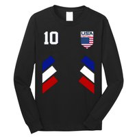 Retro 10 American Football USA Soccer Flag Long Sleeve Shirt