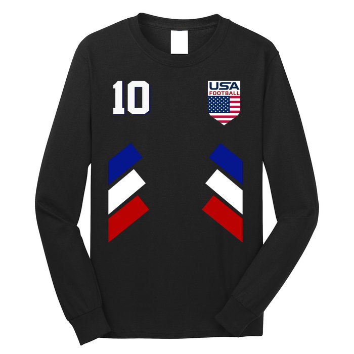 Retro 10 American Football USA Soccer Flag Long Sleeve Shirt