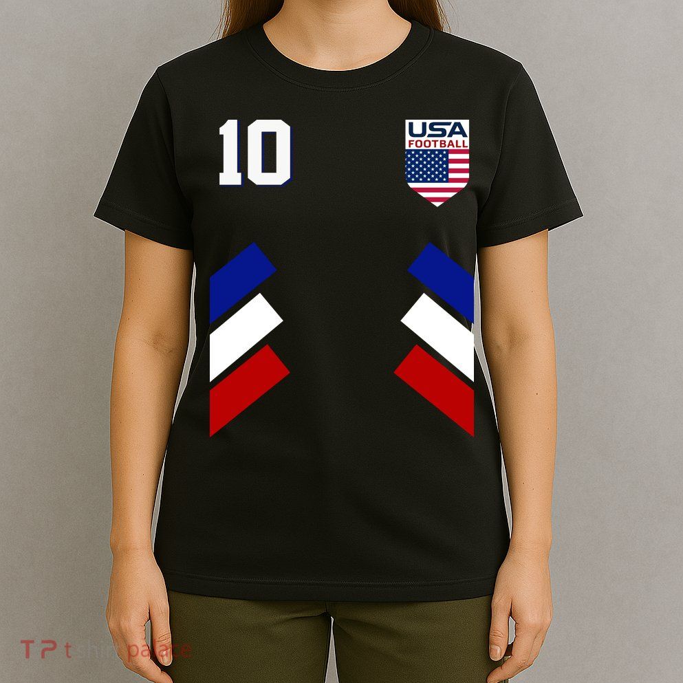 Retro 10 American Football USA Soccer Flag T-Shirt