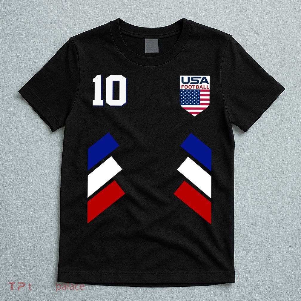 Retro 10 American Football USA Soccer Flag T-Shirt