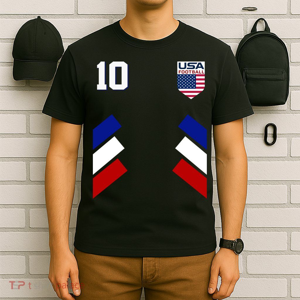 Retro 10 American Football USA Soccer Flag T-Shirt