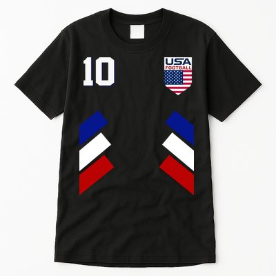 Retro 10 American Football USA Soccer Flag Tall T-Shirt