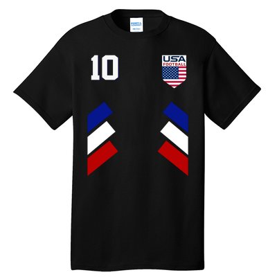 Retro 10 American Football USA Soccer Flag Tall T-Shirt