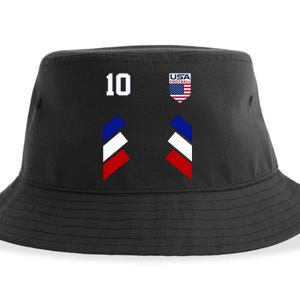 Retro 10 American Football USA Soccer Flag Sustainable Bucket Hat