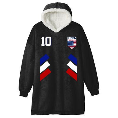 Retro 10 American Football USA Soccer Flag Hooded Wearable Blanket