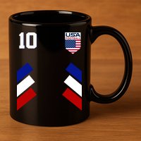Retro 10 American Football USA Soccer Flag 11oz C Handle Ceramic Mug