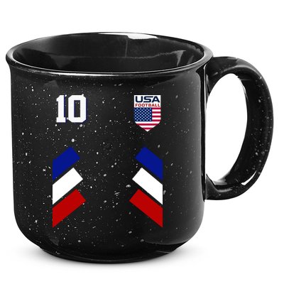 Retro 10 American Football USA Soccer Flag 15oz Campfire Ceramic Mug