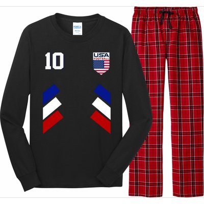 Retro 10 American Football USA Soccer Flag Long Sleeve Pajama Set