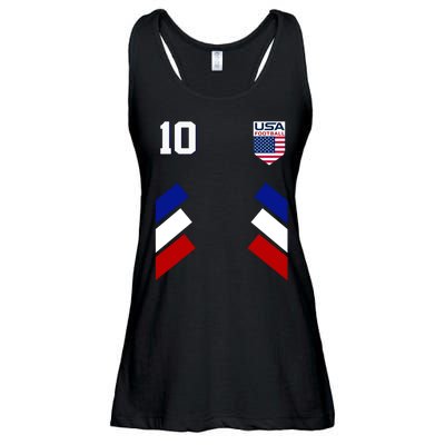 Retro 10 American Football USA Soccer Flag Ladies Essential Flowy Tank