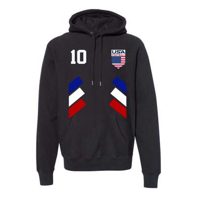 Retro 10 American Football USA Soccer Flag Premium Hoodie