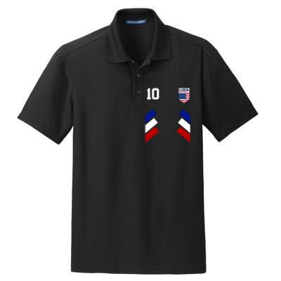 Retro 10 American Football USA Soccer Flag Dry Zone Grid Polo