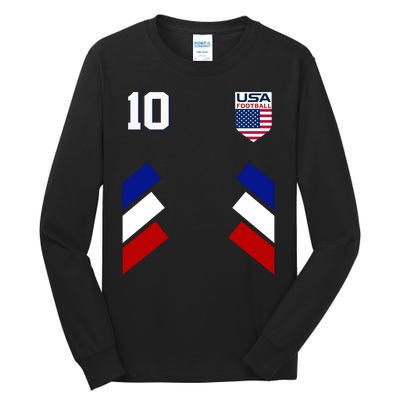 Retro 10 American Football USA Soccer Flag Tall Long Sleeve T-Shirt