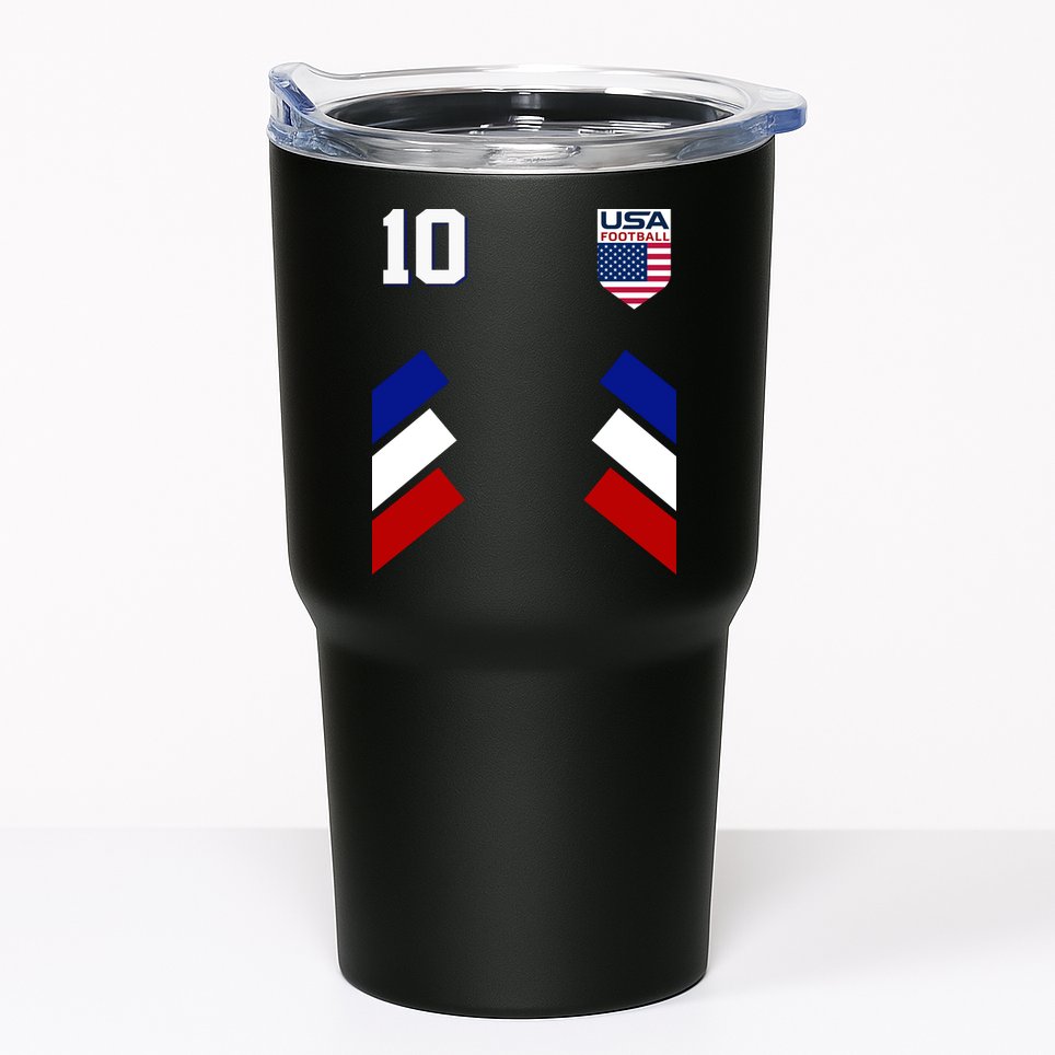 Retro 10 American Football USA Soccer Flag Tumbler