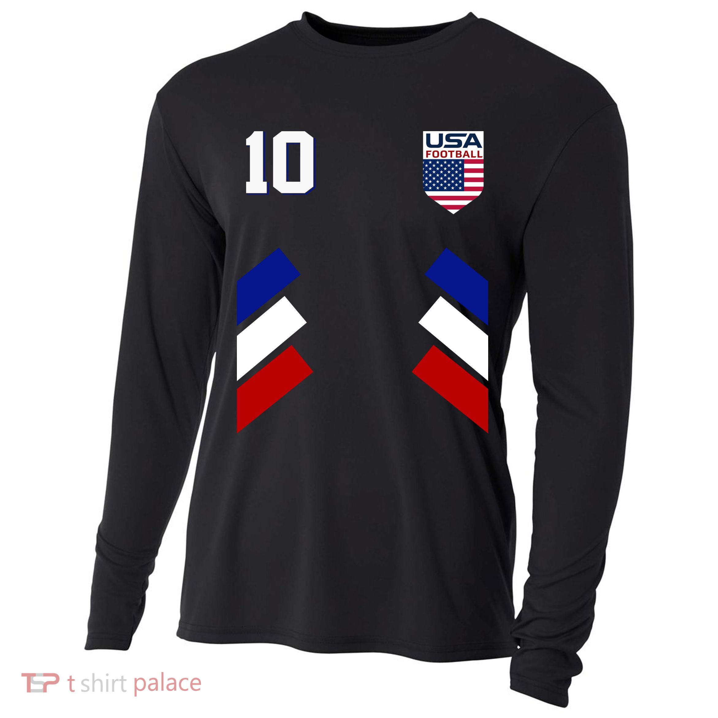 Retro 10 American Football USA Soccer Flag Cooling Performance Long Sleeve Crew