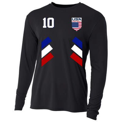 Retro 10 American Football USA Soccer Flag Cooling Performance Long Sleeve Crew