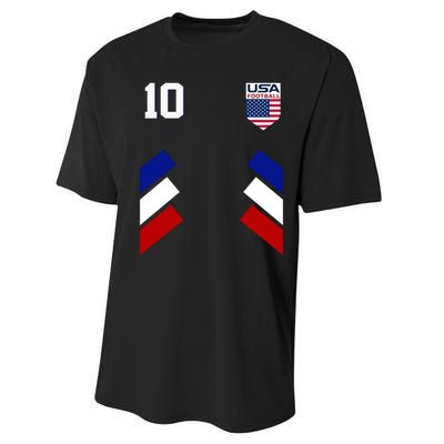 Retro 10 American Football USA Soccer Flag Performance Sprint T-Shirt