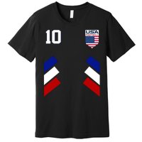 Retro 10 American Football USA Soccer Flag Premium T-Shirt