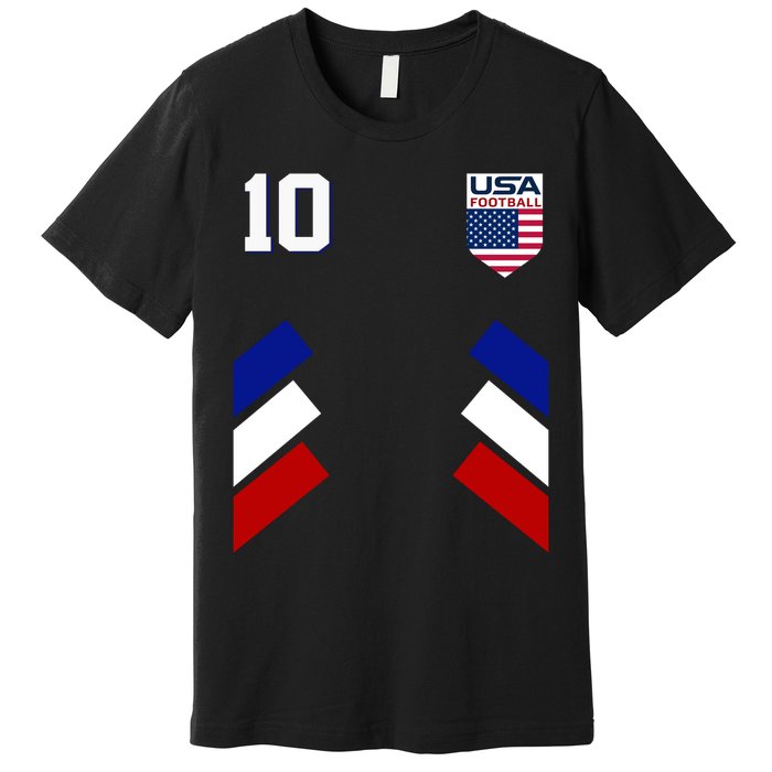 Retro 10 American Football USA Soccer Flag Premium T-Shirt