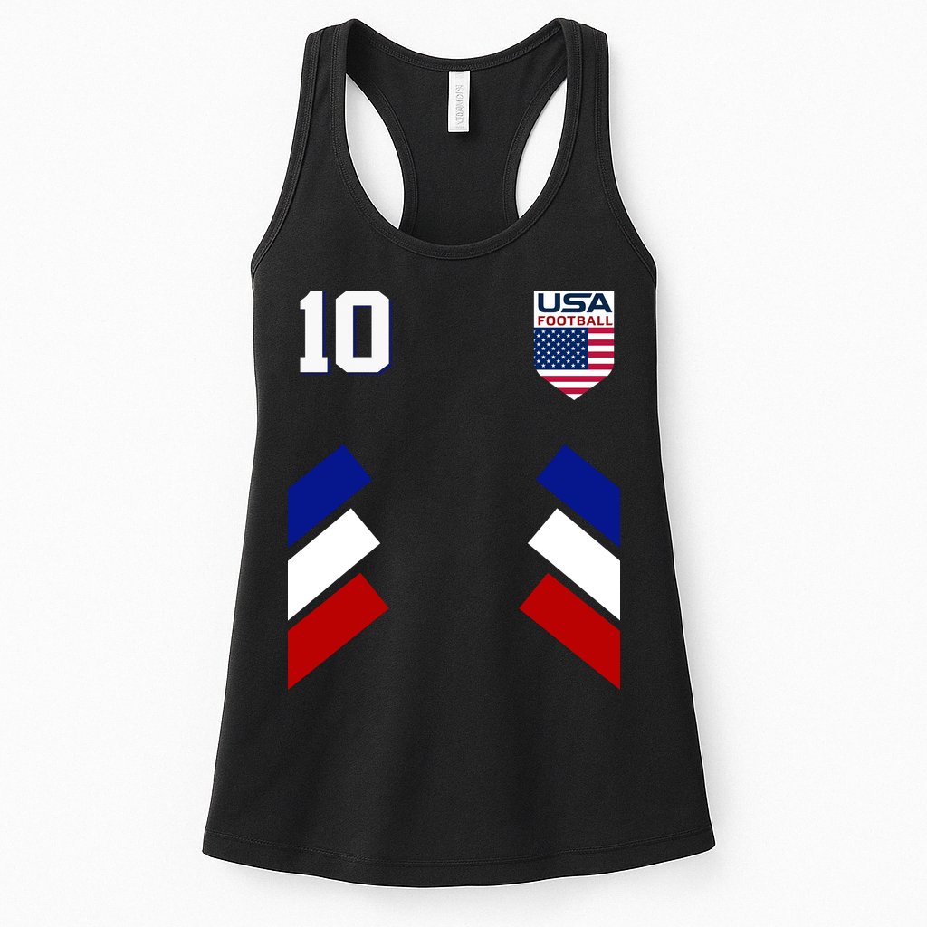 Retro 10 American Football USA Soccer Flag Womens Tank Top